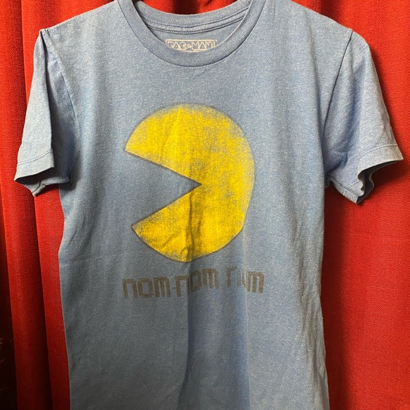PacMan Blue/Yellow T-shirt, Juniors, Size:‎ Small - Picture 1 of 4